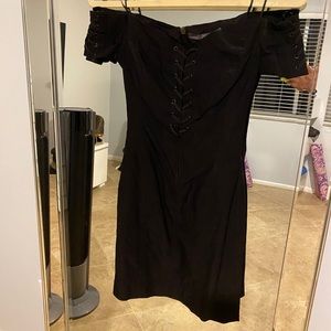 Guess black shoulderless stretch mini dress